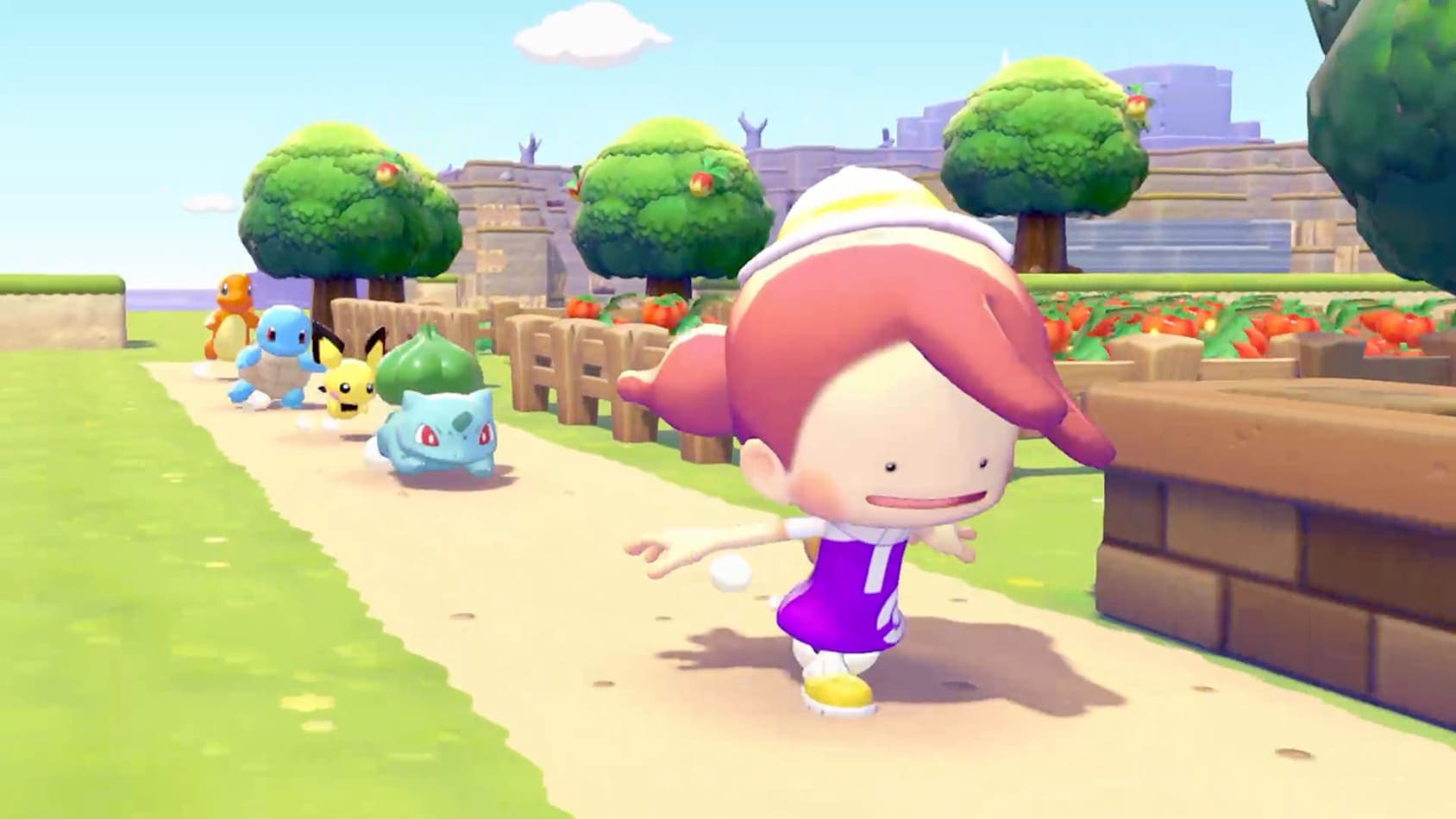 《Pokémon Pokopia》农场区域游戏截图,用作金属材料类攻略封面。